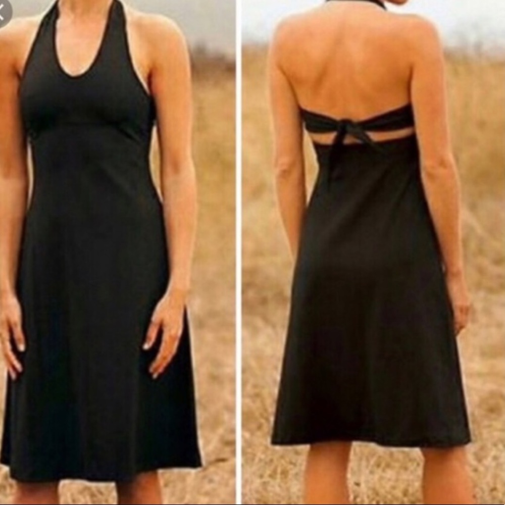 Patagonia Black Halter Dress with Tie Back Medium